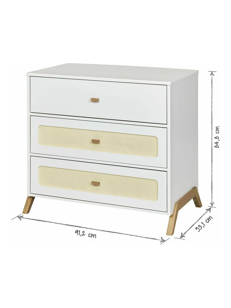 Commode à langer 3 tiroirs Azu   AKITEN RETAIL   Blanc Marron