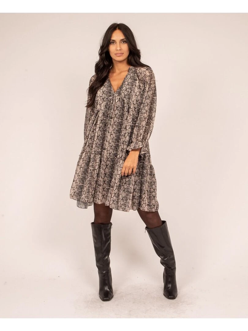 Robe courte motifs ITZEL   Noir