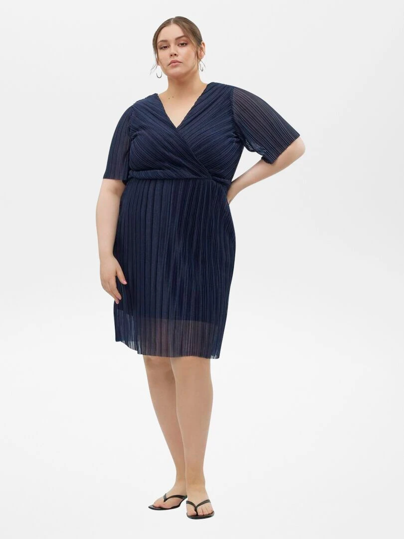 Robe courte plissée 'Vero Moda Curve' Bleu