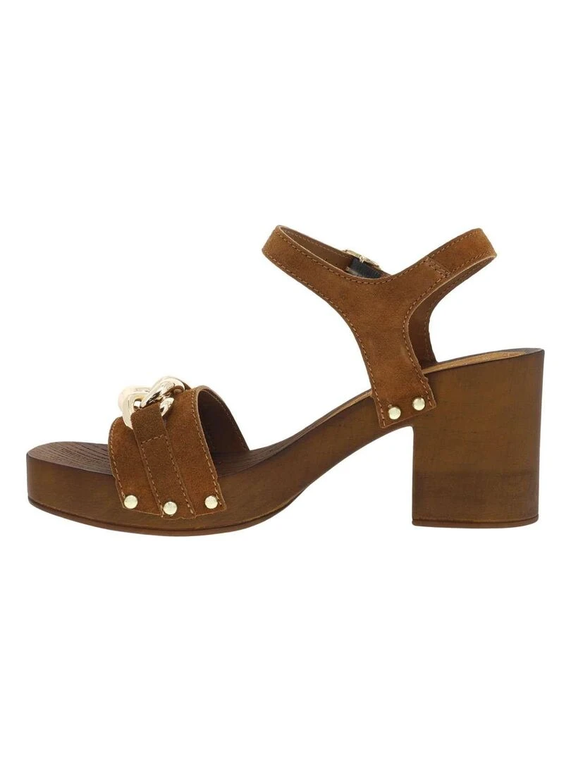 MARCO TOZZI   Nu pieds nubuck talon décroché haut   Cognac