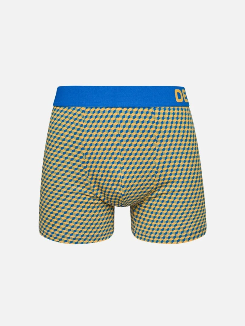 Boxer Homme Motif Jacquard Bleu & Jaune Bleu Jaune