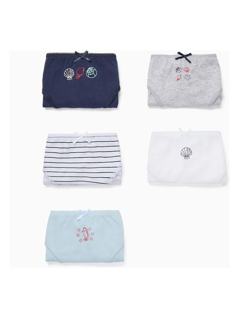Lot 5 Culottes en Coton Fille 'Plage' ESSENTIALS LINE Multicolore