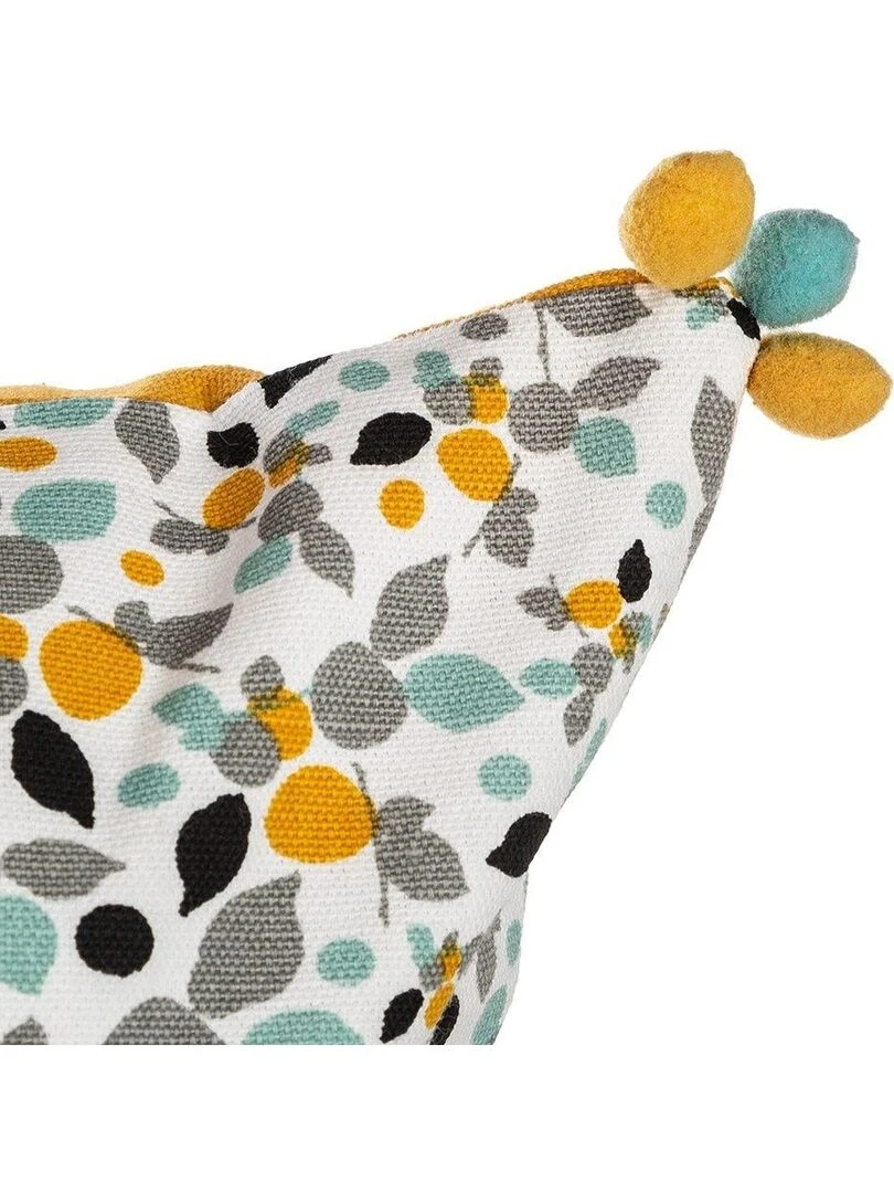 Housse de coussin Razzo 3 pompons 40x40 cm   Jaune
