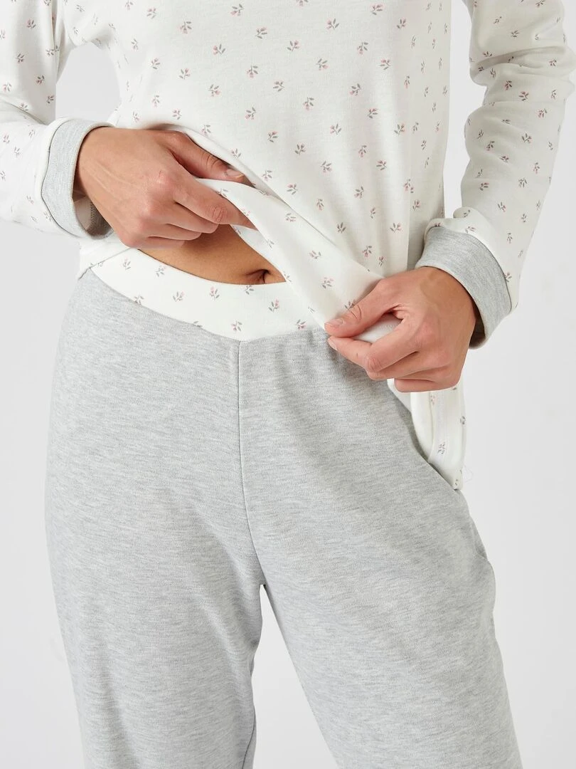 Pyjama manches longues maille interlock Thermolactyl Damart Blanc Ecru