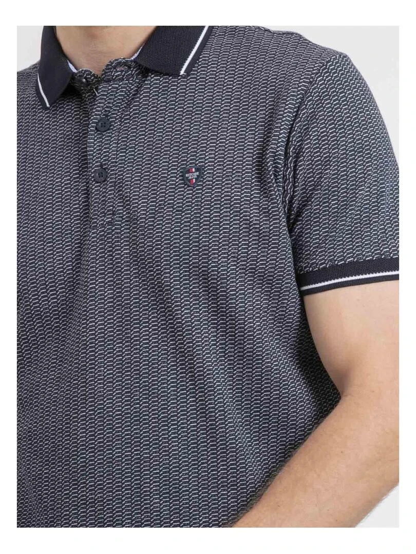 Polo manches courtes pur coton motifs PIGUMAX   Bleu marine