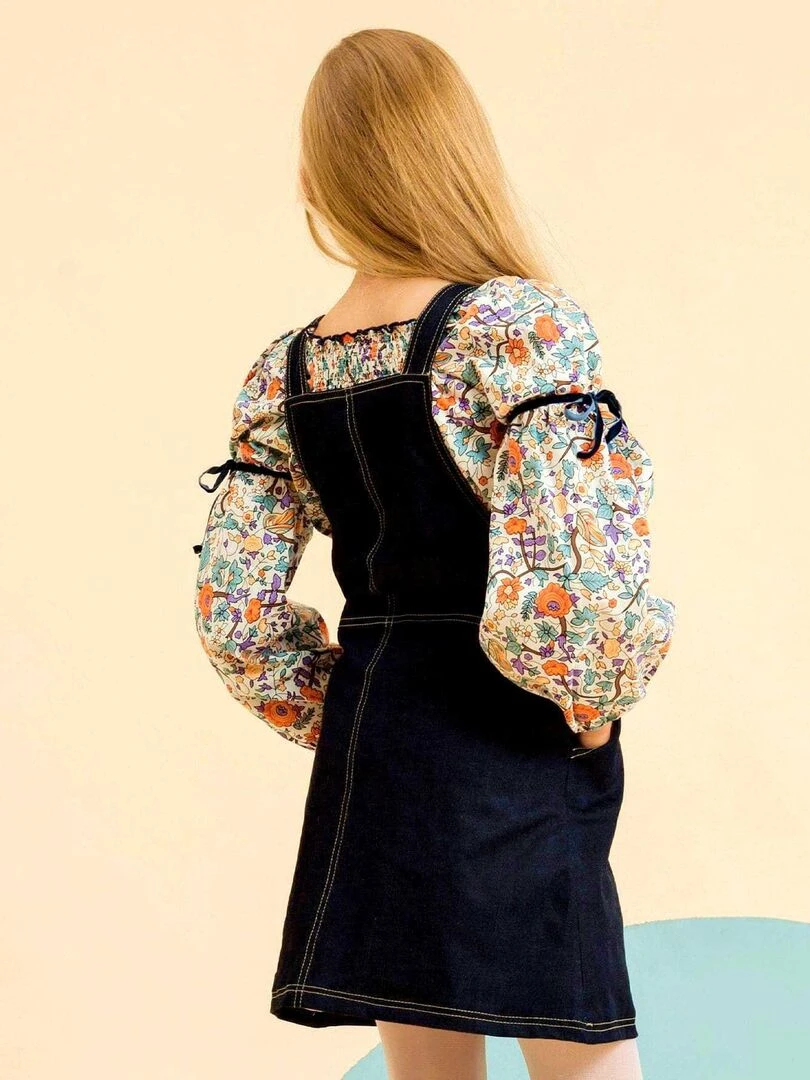 Robe Salopette Fille Jeans Denim Bleu Foncé LOLA 'LA FAUTE A VOLTAIRE' Bleu marine