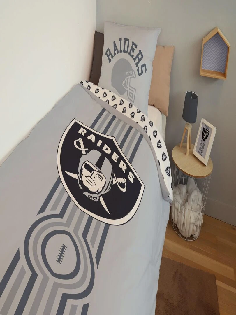 Housse de couette NFL Los Angeles Raiders 140x200 cm 100% Coton Gris