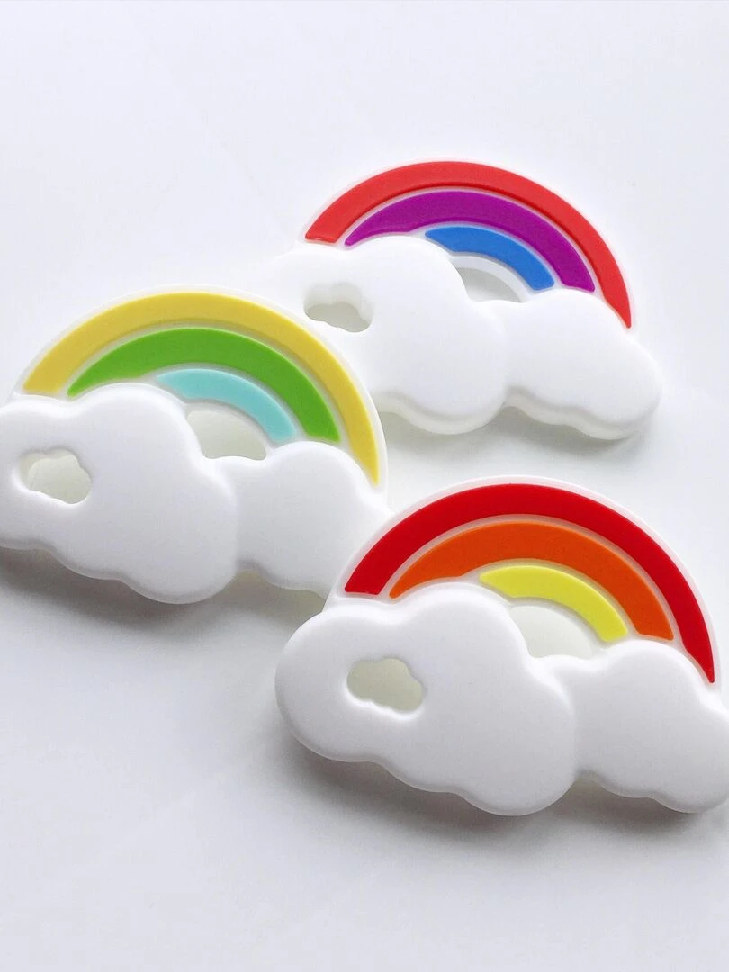 Jouet de Dentition Non Toxique Arc en Ciel   Vert