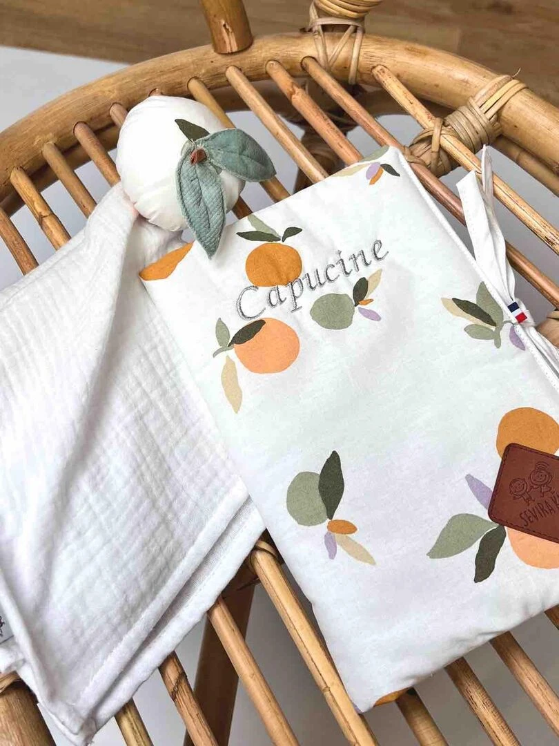 Protège carnet de santé bébé en coton Clem Multicolore