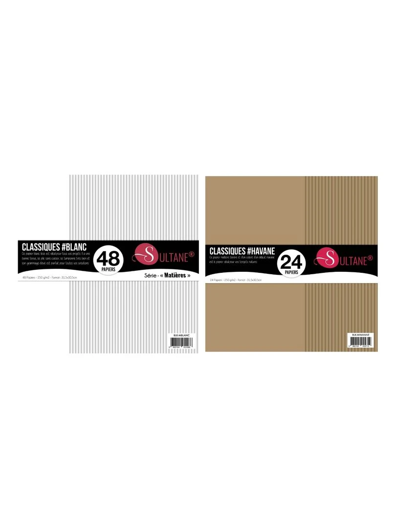 72 papiers Scrapbooking Blanc + Havane 300g/ m² N/A