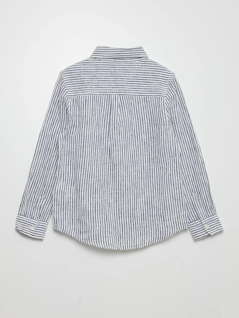 Chemise en lin fines rayures BLEU