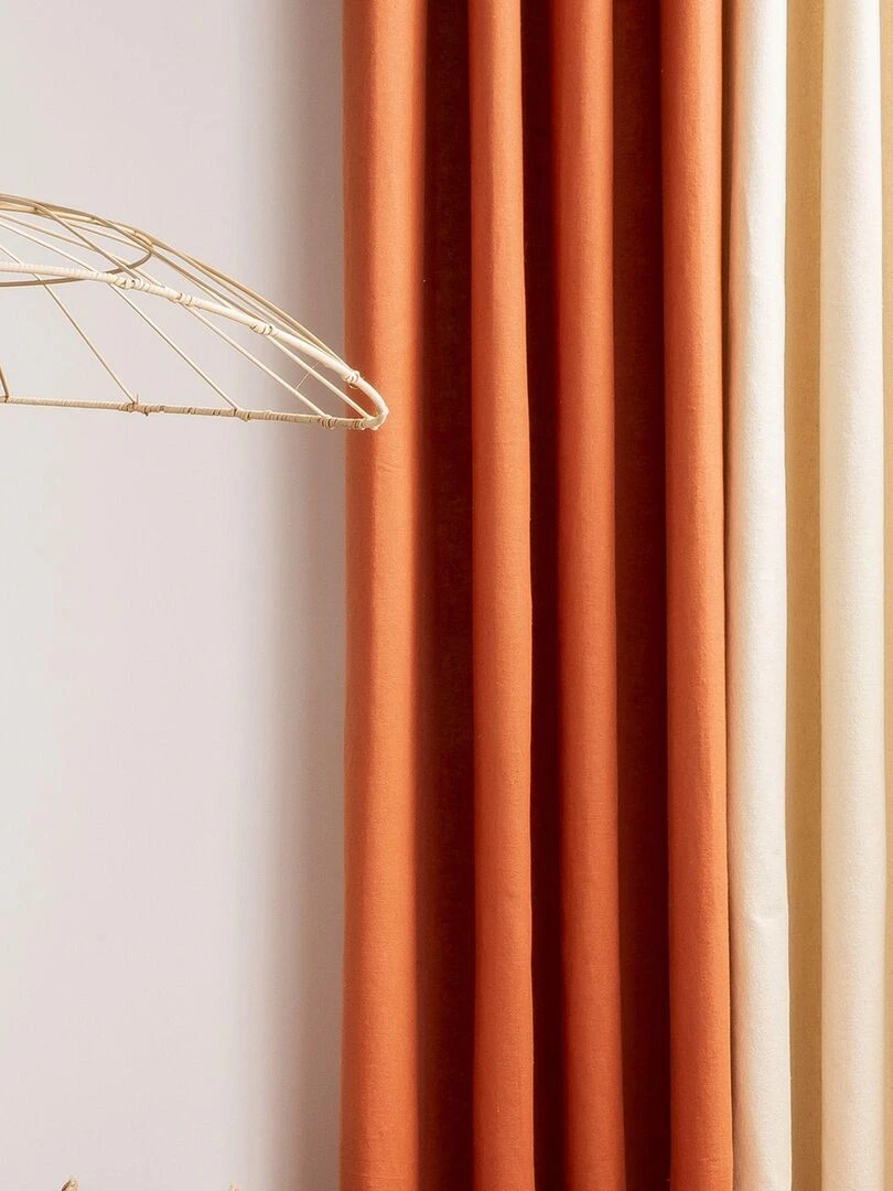Rideau en coton recyclé avec œillets 'Deko&co' Rouge brique