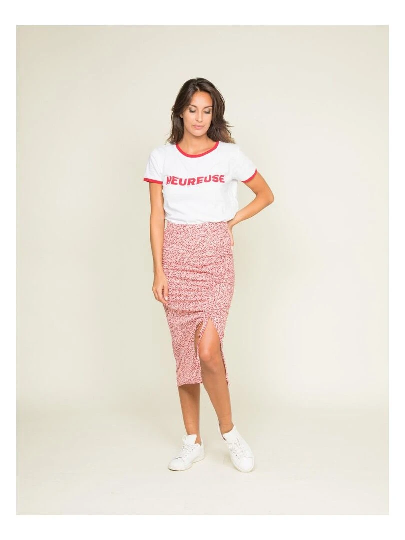 T shirt col rond message FELIPE   Rouge