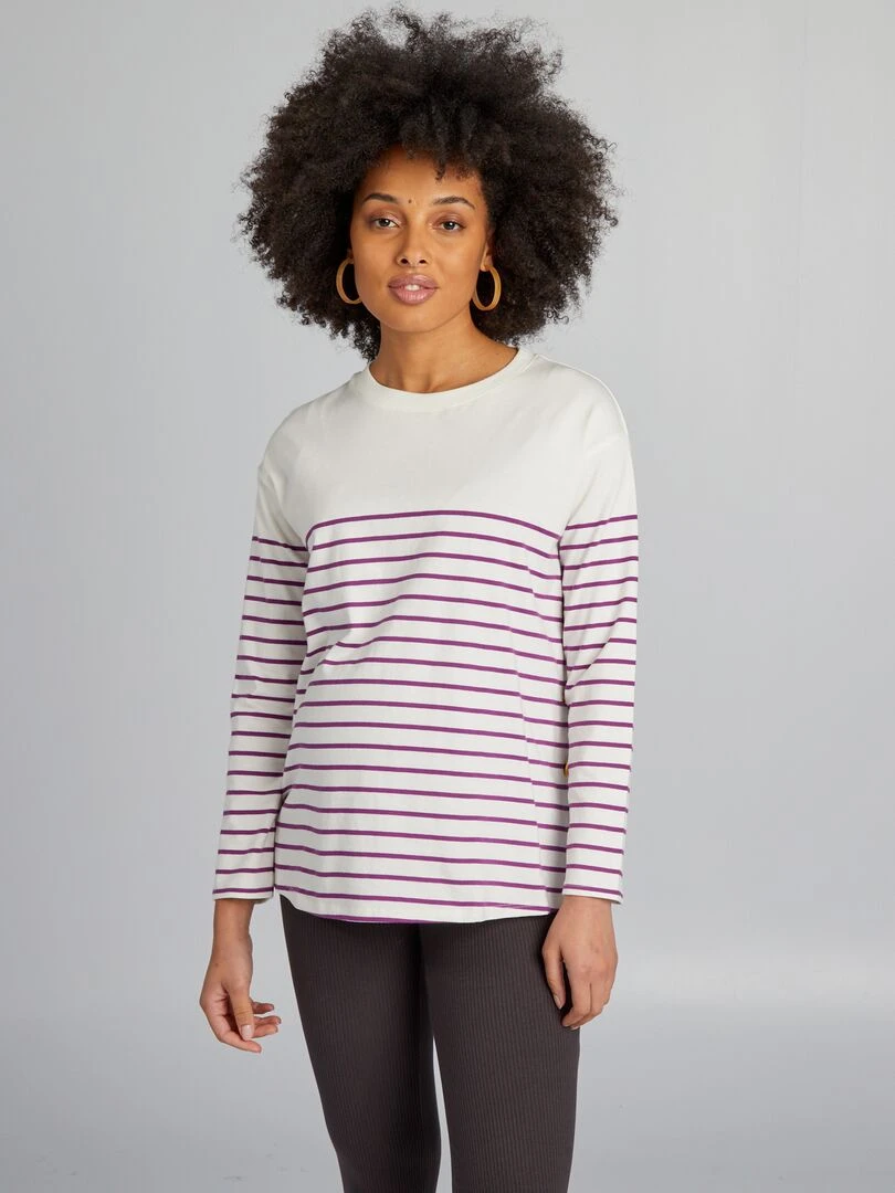 T shirt d'allaitement à rayures Rose