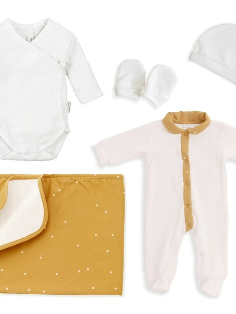 Coffret Layette Naissance Coton Bio Boho Blanc