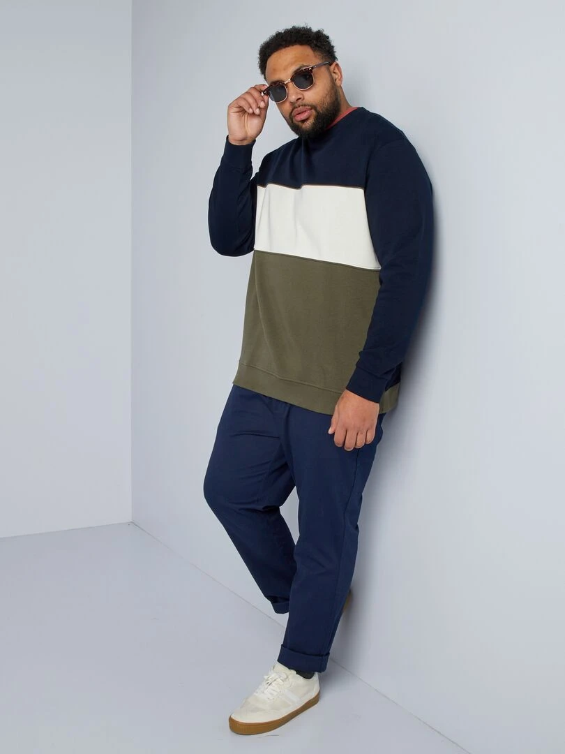 Sweat en molleton col rond Kaki