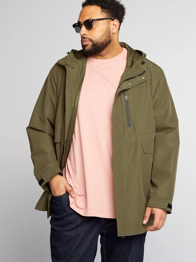 Parka courte à capuche Kaki