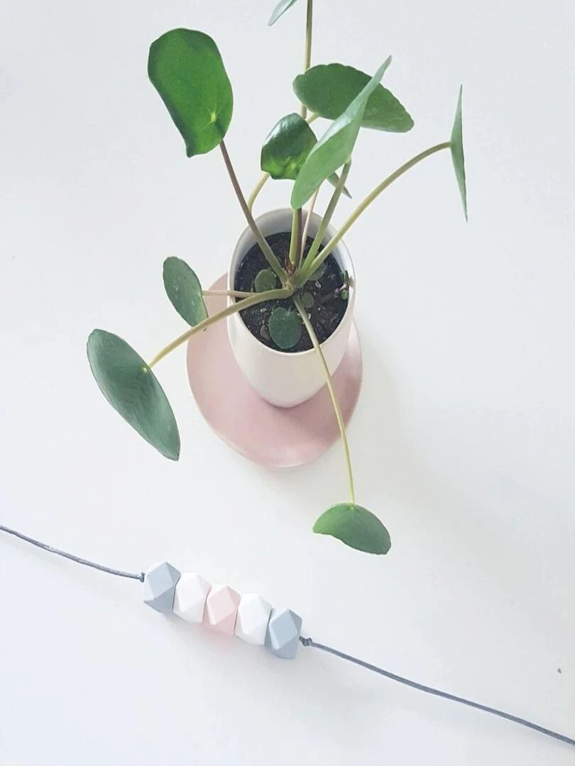 Collier d'allaitement Mini Geometric Blanc Rose Gris