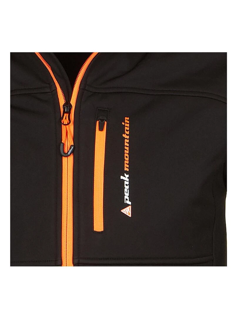 Blouson softshell homme CANNE   PEAK MOUNTAIN   Noir Orange
