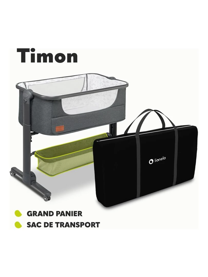 LIONELO Timon 2en1   Lit évolutif cododo avec matelas   0 9Kg   Hauteur et inclinaison réglables   Gris foncé