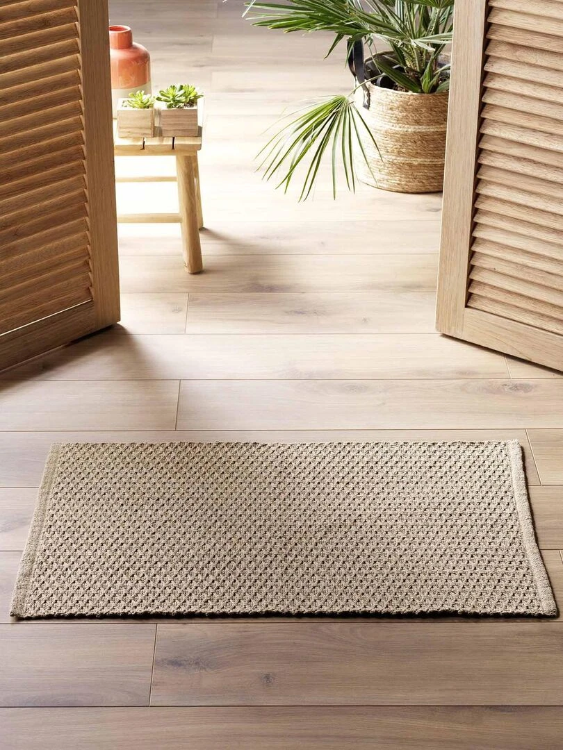 Tapis déco en coton tissé Marron clair