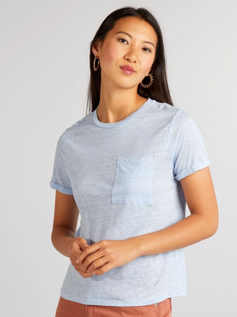 T shirt en lin   Bleu