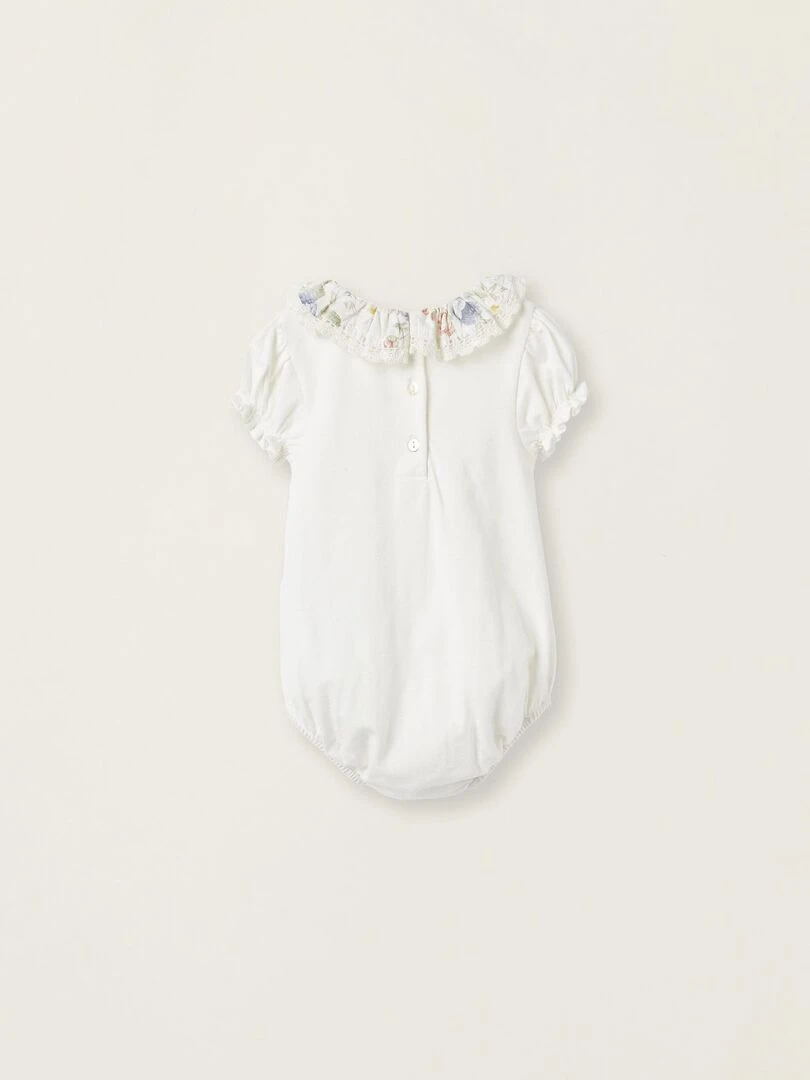Body en coton avec col floral pour nouveau né manches courtes BROTHERS&SISTERS Beige