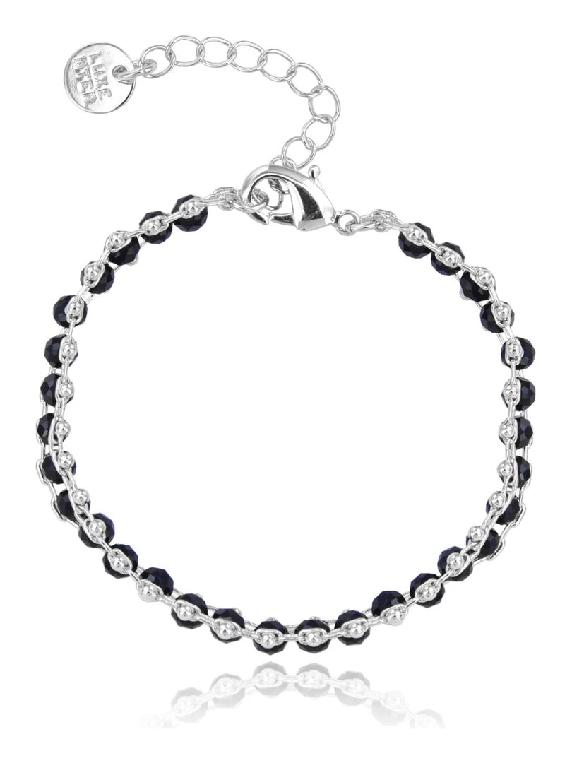 Bracelet  argent 925 lailai et cristal noir avec finition plaquée rhodium   Rouge