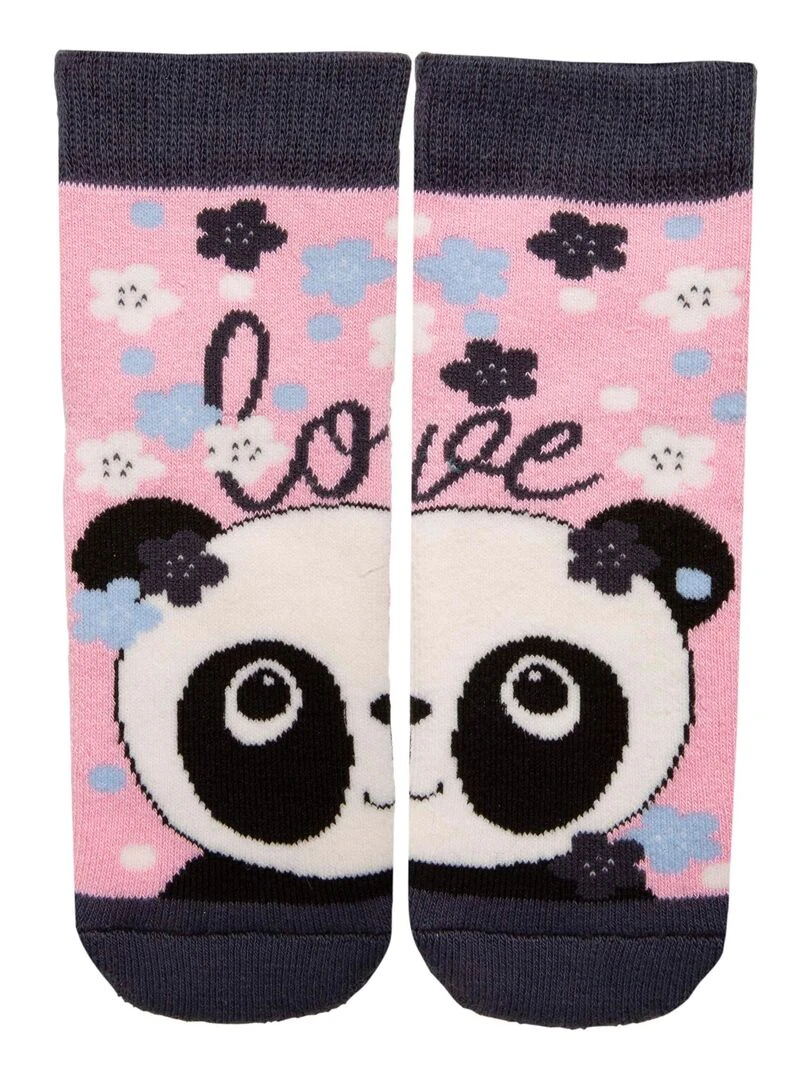 Chaussettes antidérapantes panda 19/26 Rose