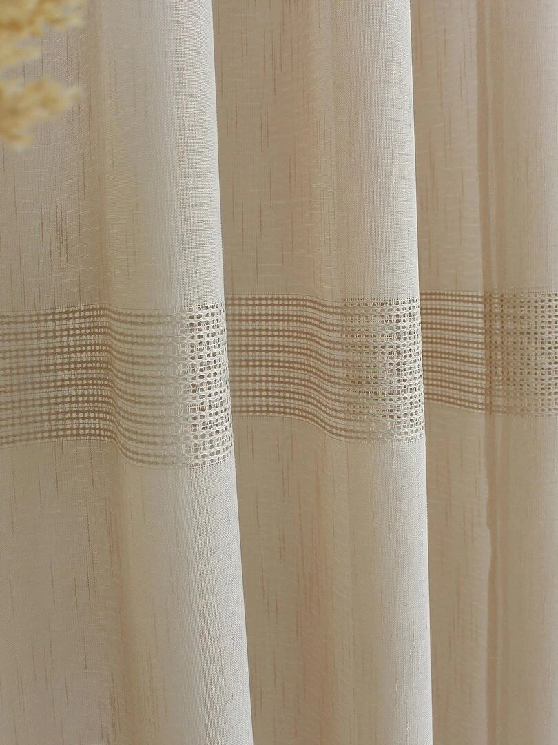 Voilage bohème à bandes ajourées   Beige