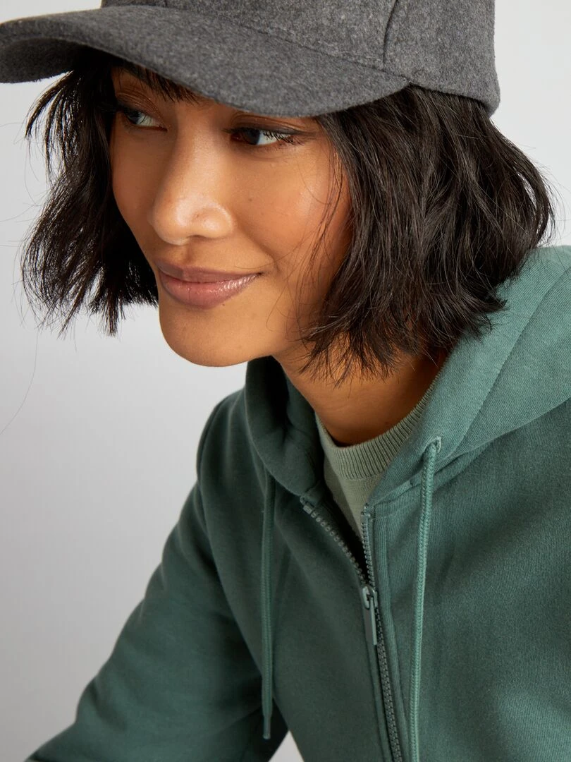 Sweat zippé à capuche   vert grisé