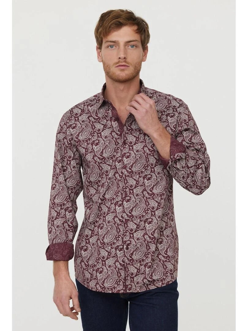 Lee Cooper Chemise manches longues coton regular DAMIR Rouge brique