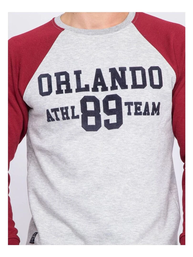 Sweat col rond manches raglan WESTERN   Bordeaux