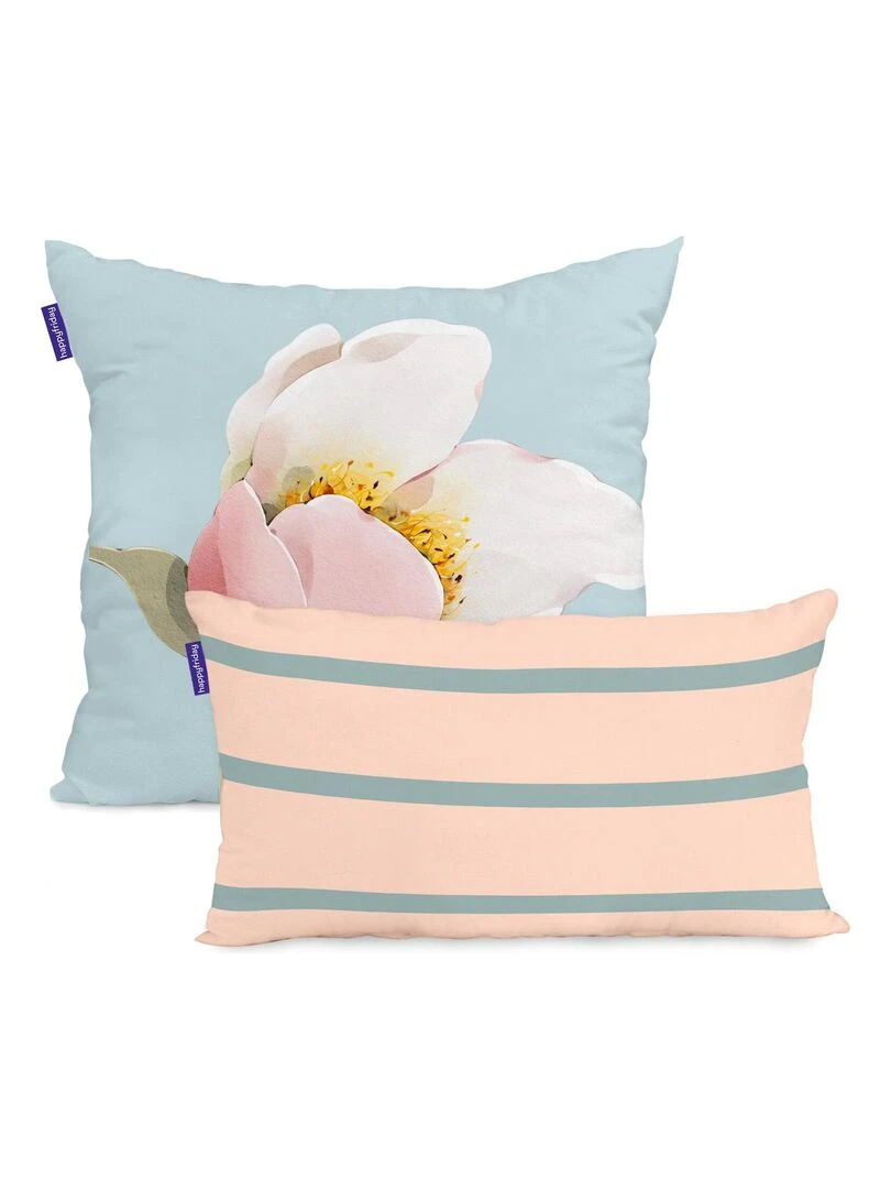 Housse de coussin Spring blossom "Happyfriday" Blanc