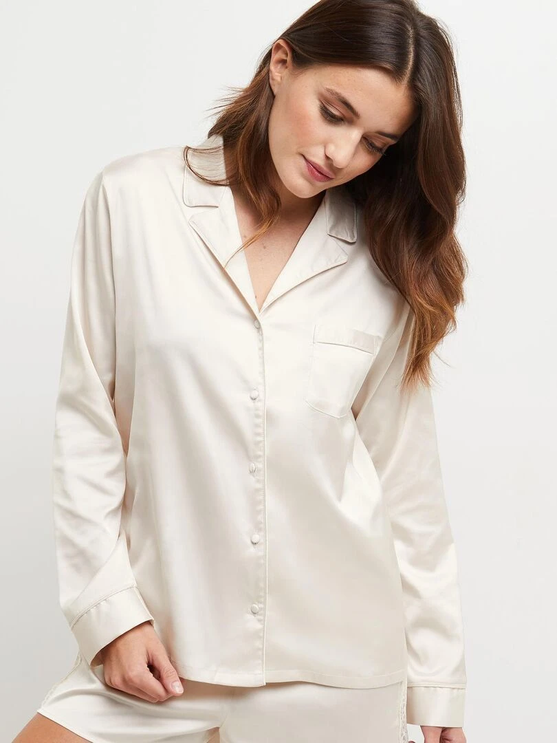 Veste satin Chimene RougeGorge Lingerie Blanc