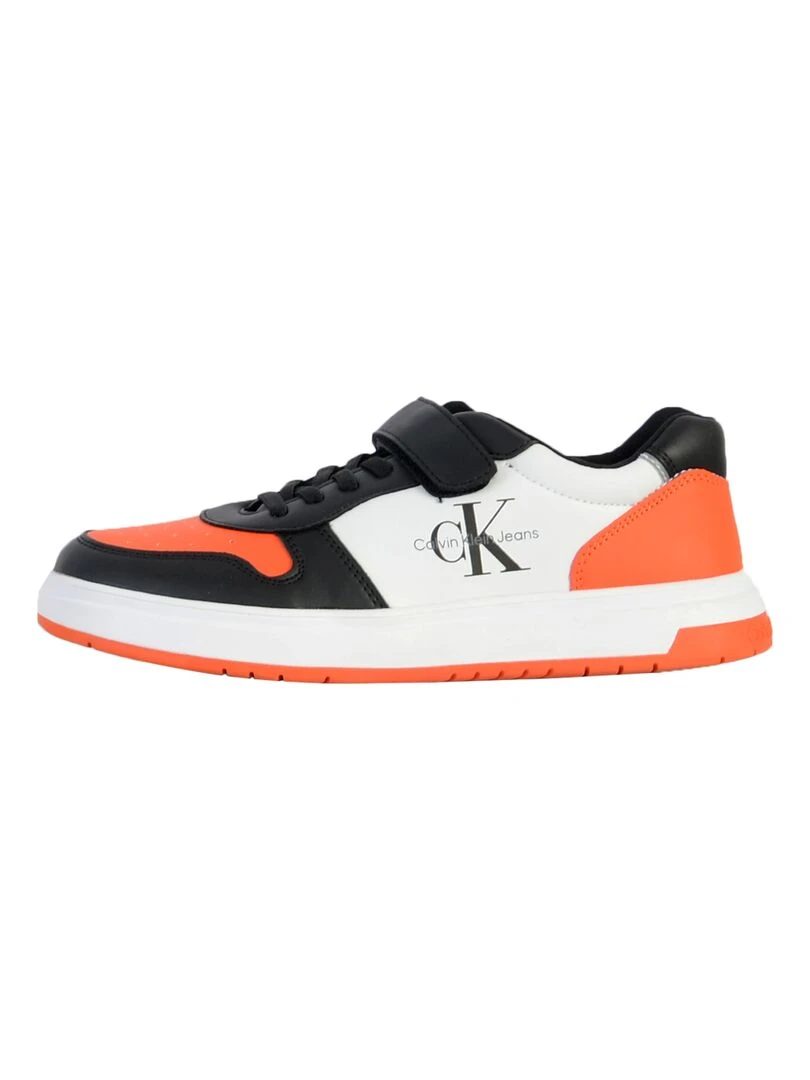 Basket Cuir Calvin Klein Jeans Juniors Low Cut Lace up 2022 Orange