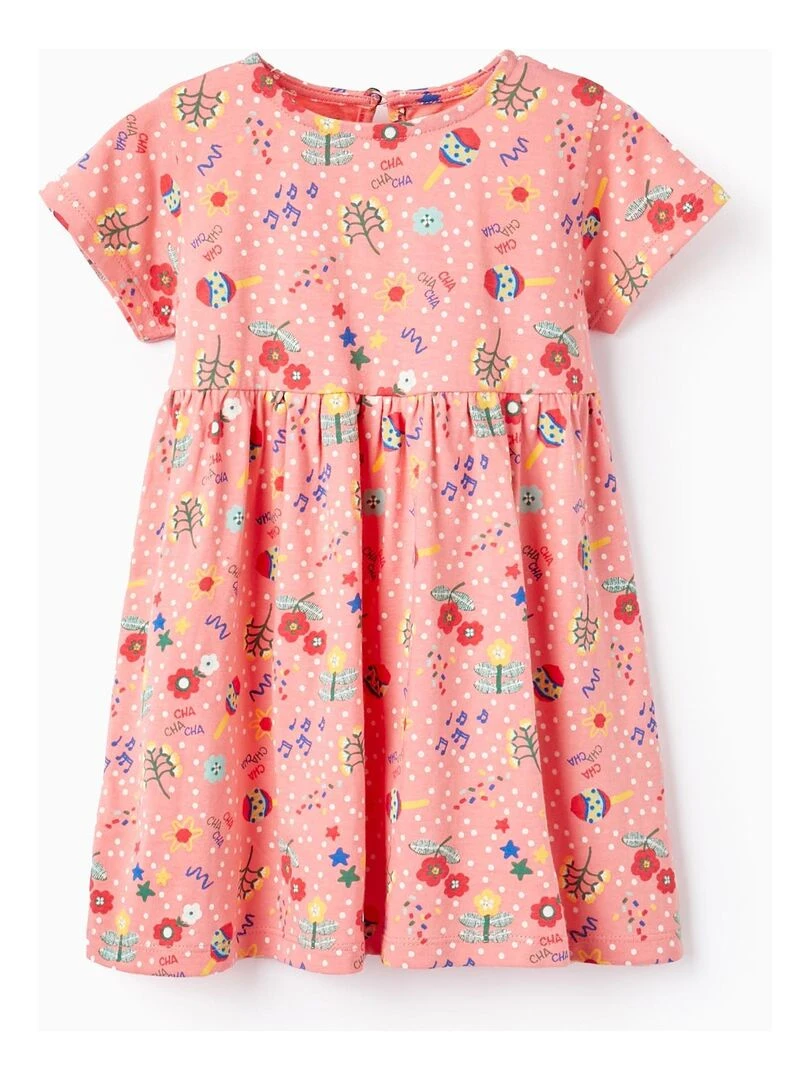 Robe en Coton à Imprimé Floral pour Bébé Fille manches courtes CUBA Rose