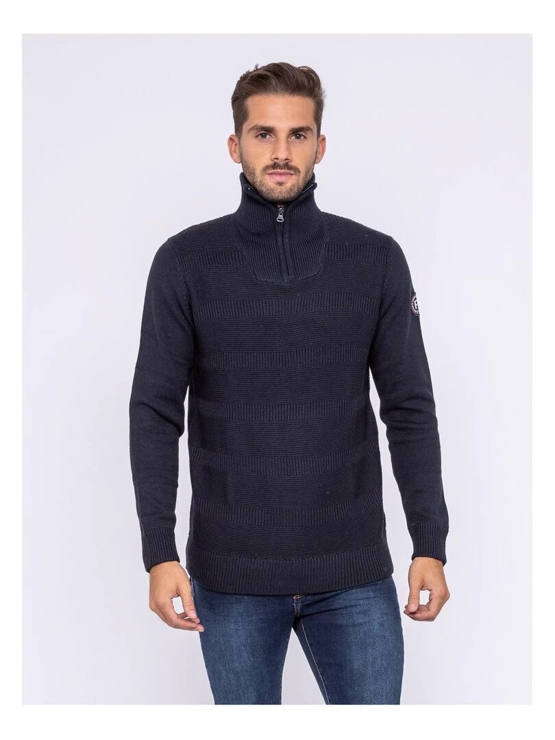 Pull col montant zippé LULU Bleu marine