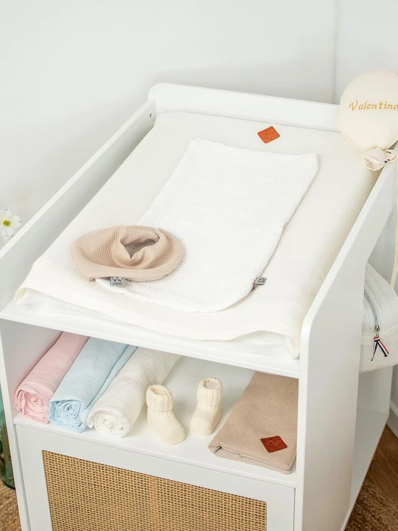 Housse de matelas à langer Nid d'abeille Ecru