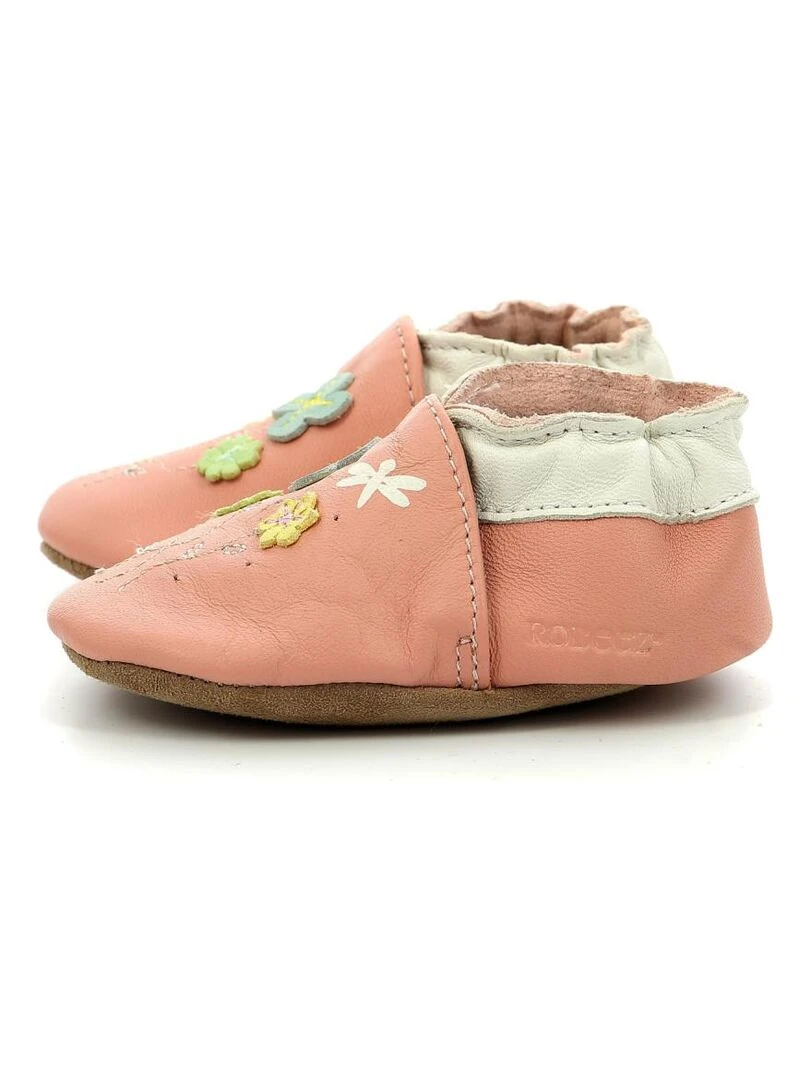 Chaussons Cuir Spring Time   Rose