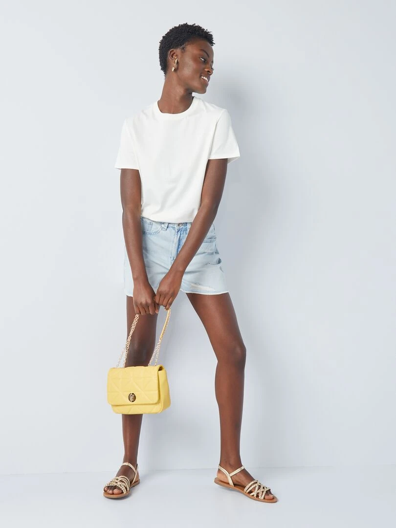 T shirt uni en jersey BLANC