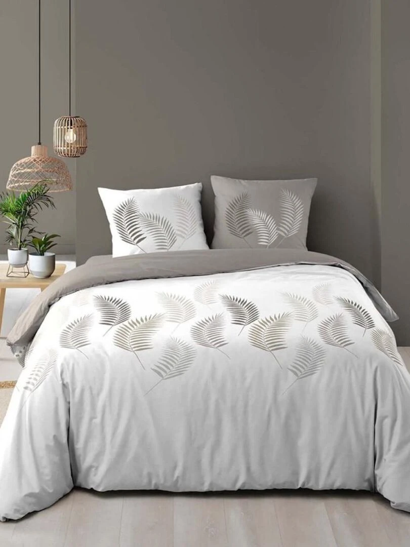 Housse de couette  + taie(s) Goyave coton 57 fils   Gris