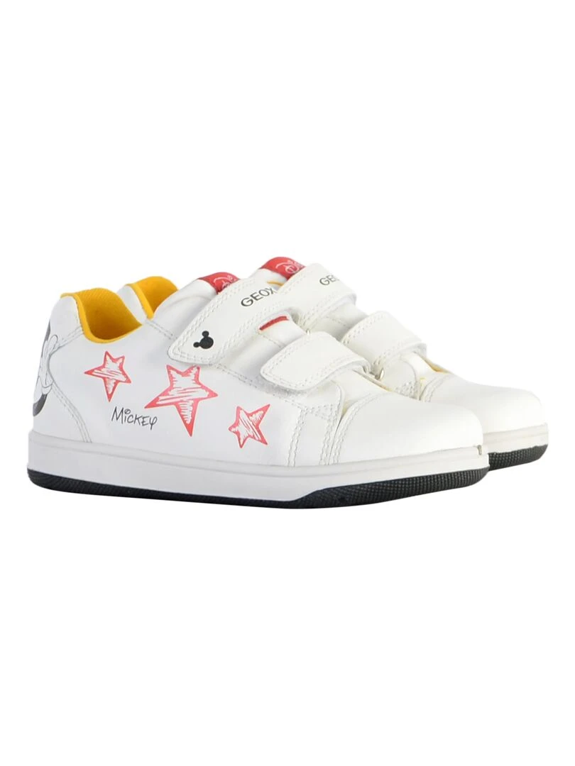 Basket Cuir Geox Enfant New Flick   Blanc