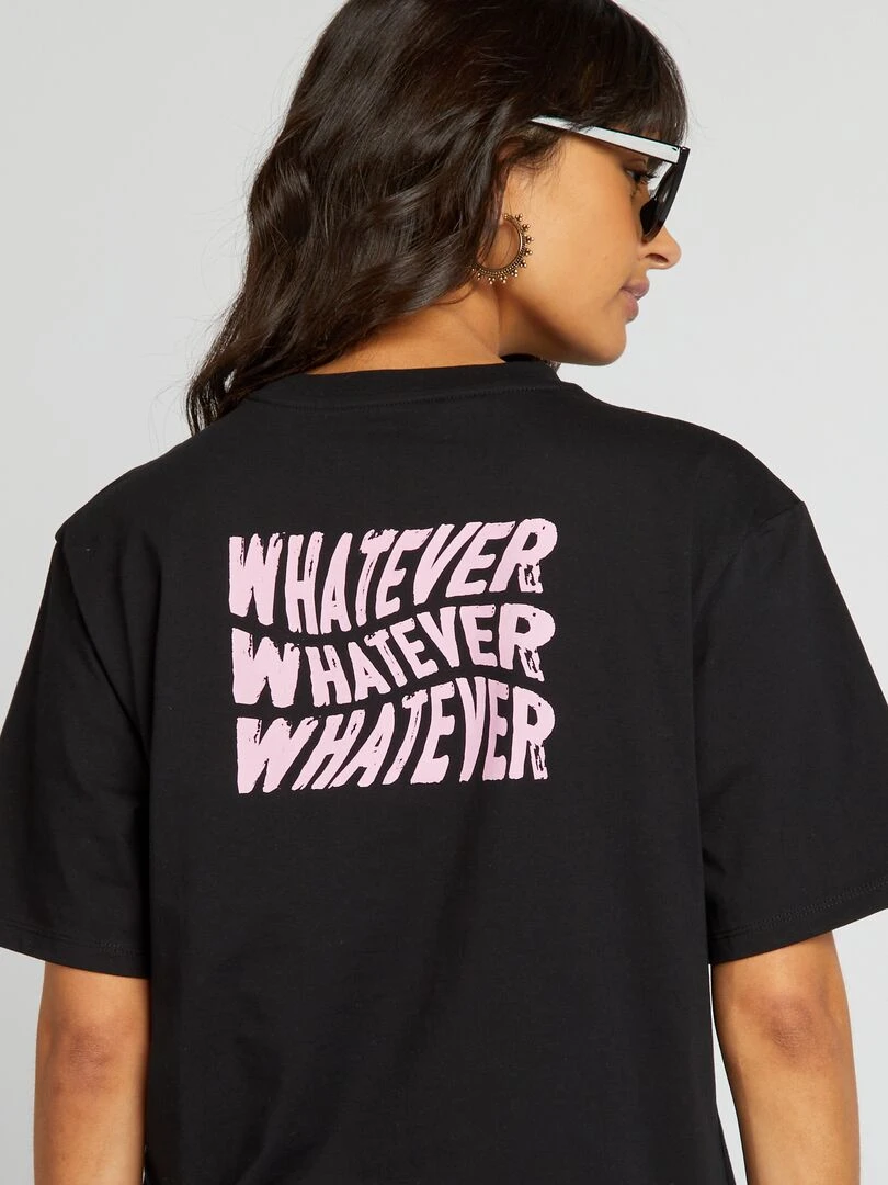 Tee shirt en jersey avec imprimé   Noir/rose