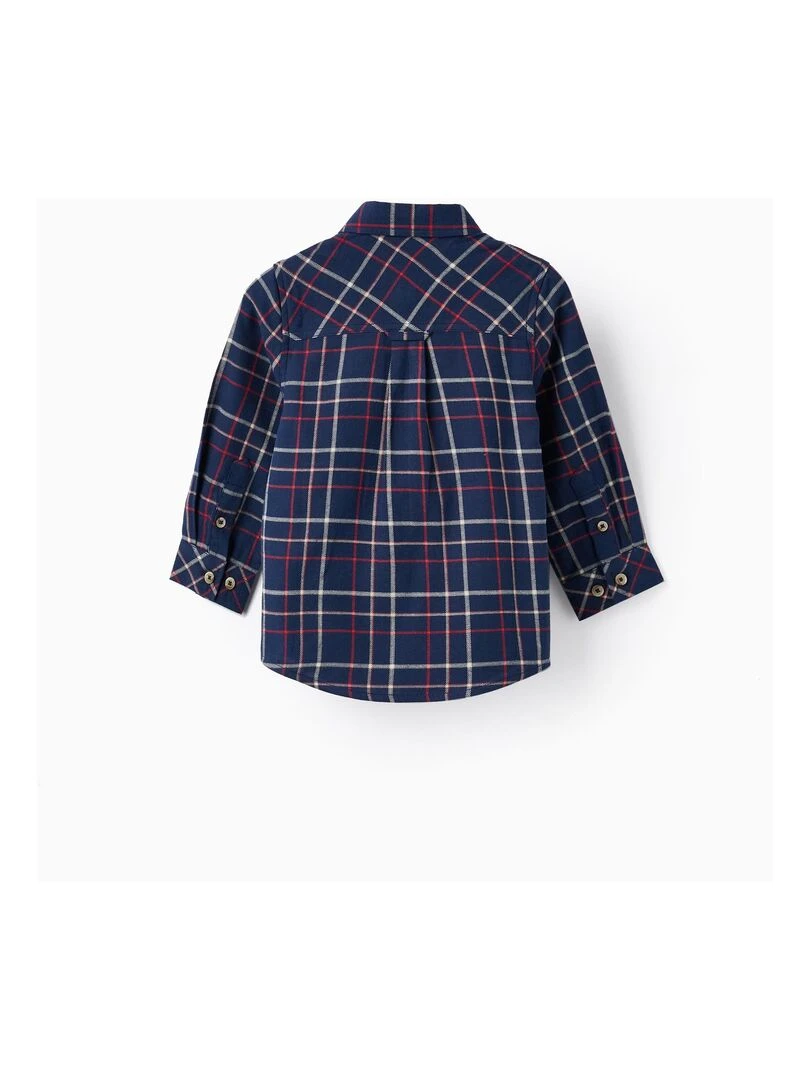 Chemise à carreaux en coton pour bébé garçon manches longues NOËL Bleu foncé