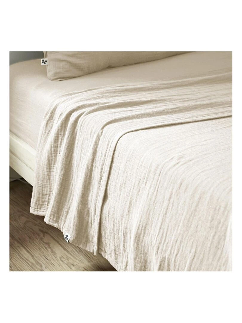 Drap plat double gaze de coton Gaia gris anthracite