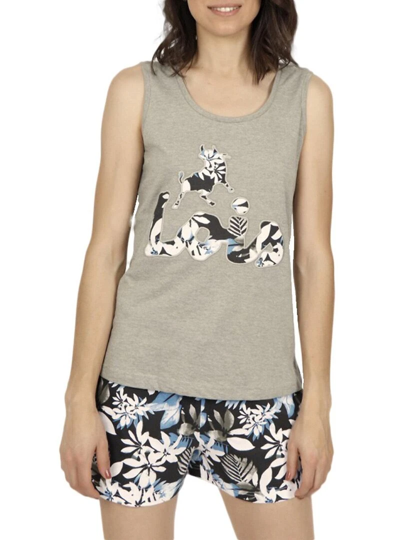 Pyjama débardeur short Lois Jungle kaki Kaki