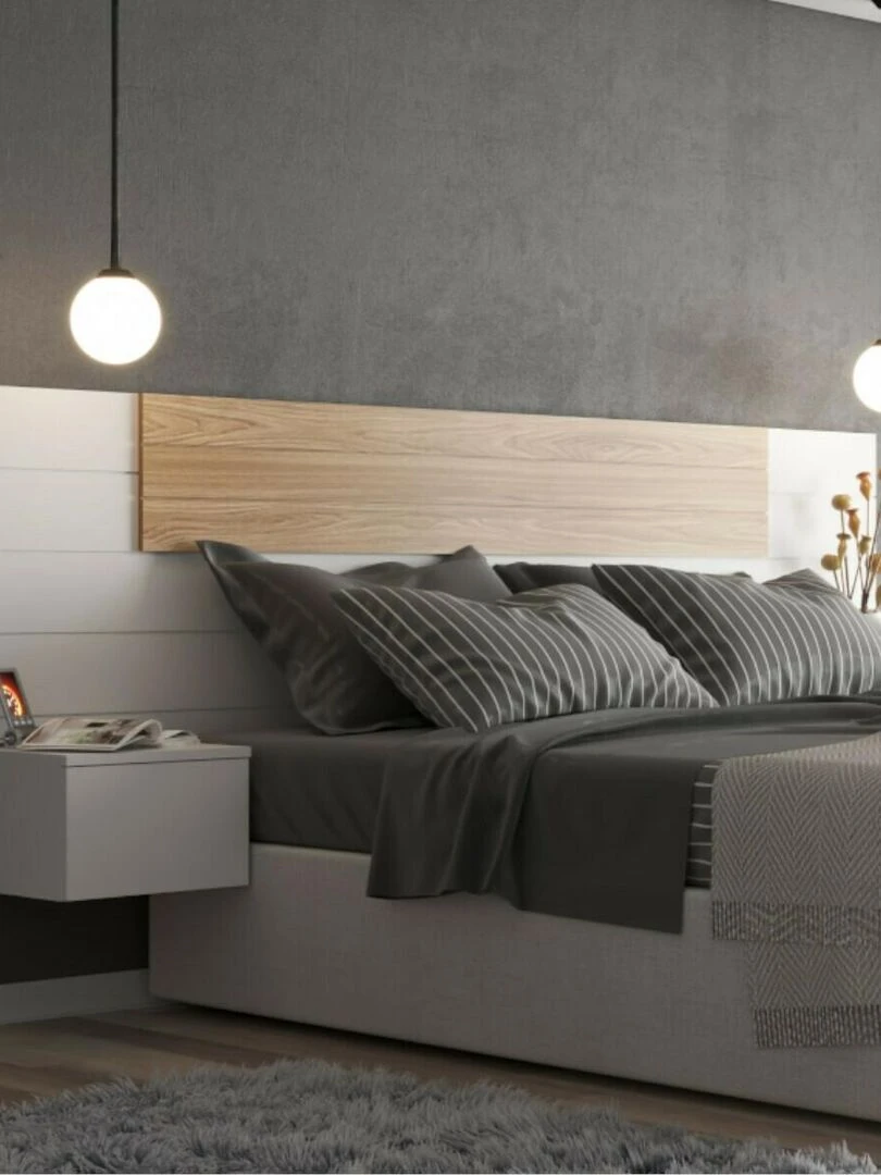 Tête de lit avec chevets Freeda   AKITEN RETAIL   Blanc Marron