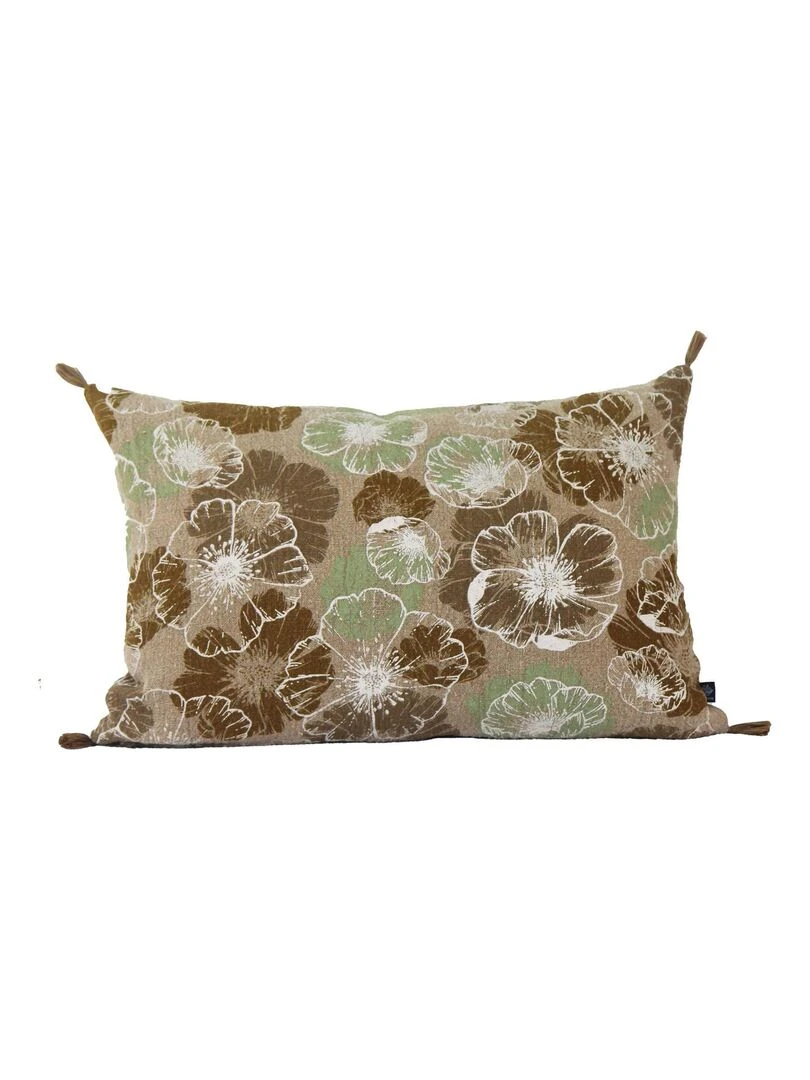 Coussin déhoussable au style fleuri Jaune