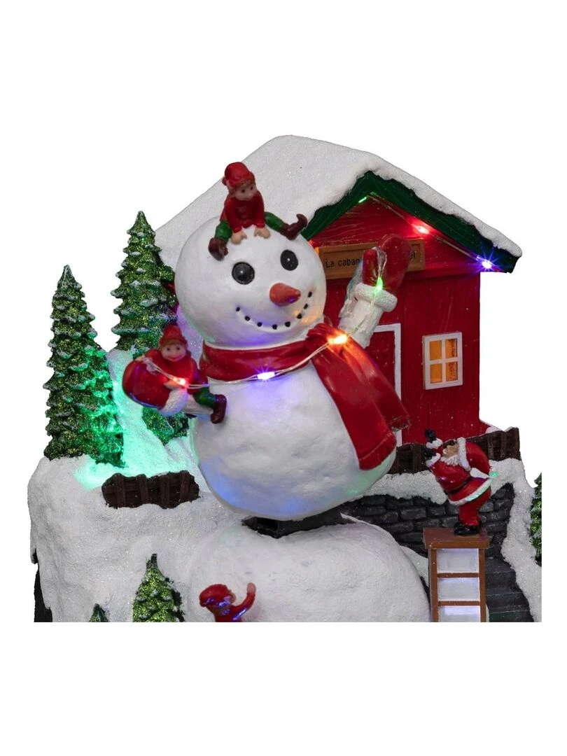 Village de Noël Bonhomme de neige 17 LED Rouge